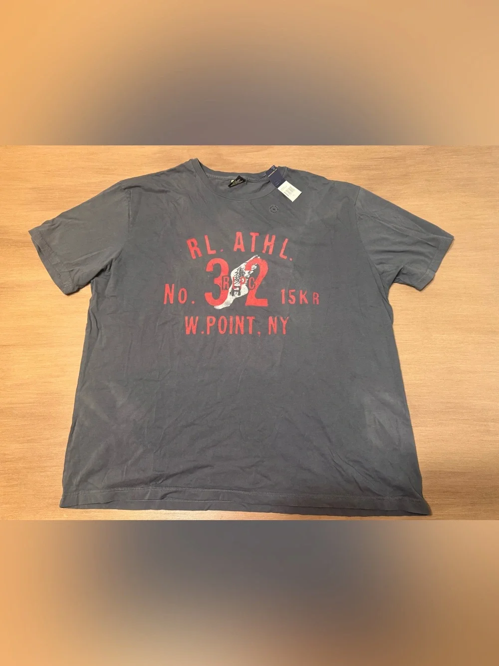 Vintage Polo Ralph Lauren RL Athletics T Shirt XL W Point NY NWT Deadstock Gray